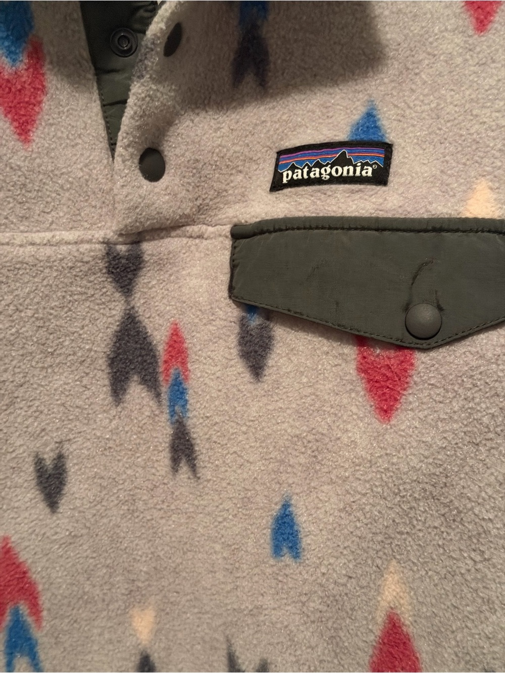 Patagonia Women’s Gray Patterned Synchilla® Snap-T Pullover Size MED - Picture 5 of 11